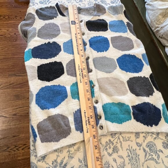 Ann Taylor Angora Lambswool Polka Dot Cropped Cardigan Sweater Womens M – FLAW - Picture 9 of 10